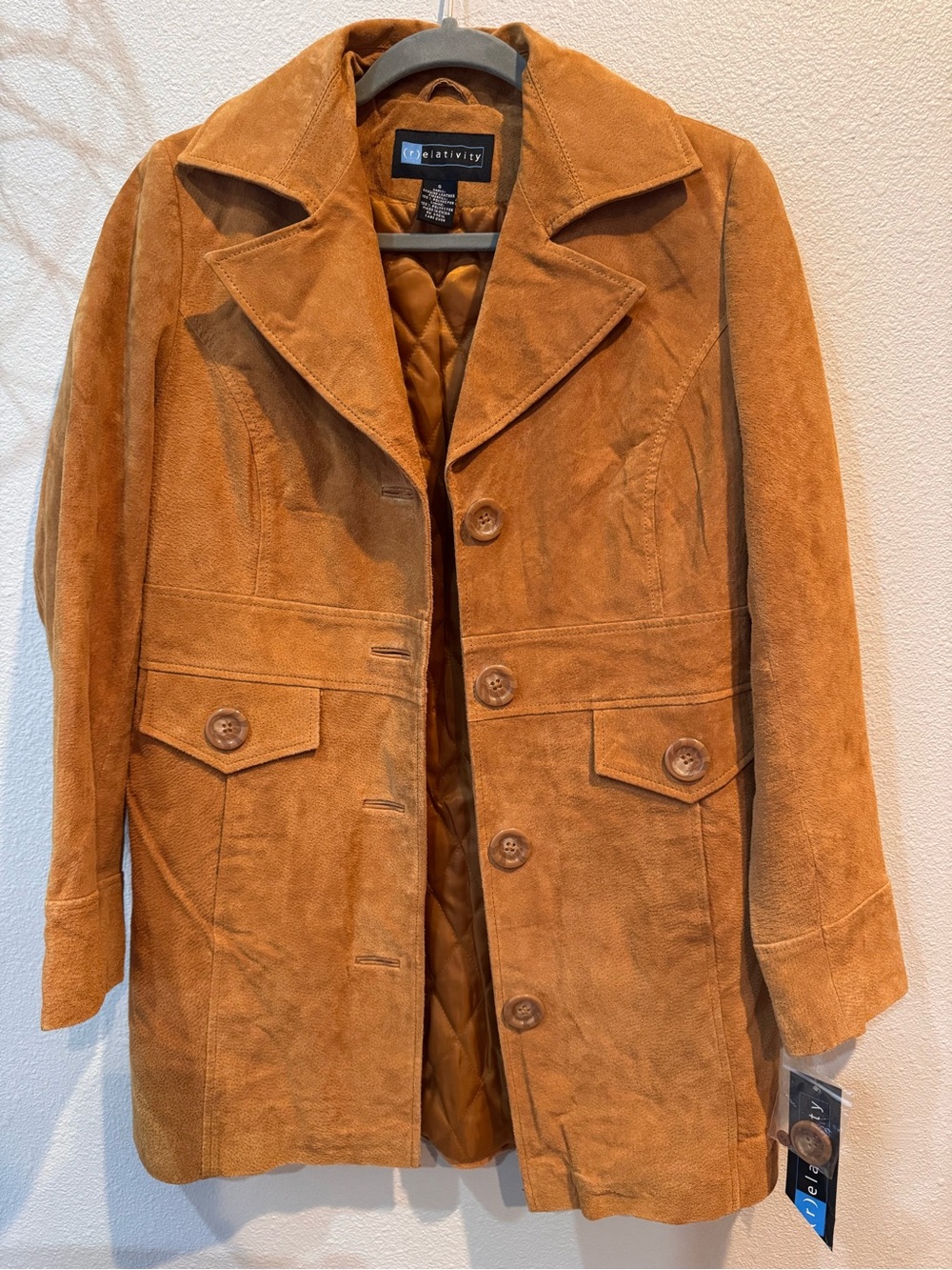 Relativity Suede Button-Front Jacket in Tan